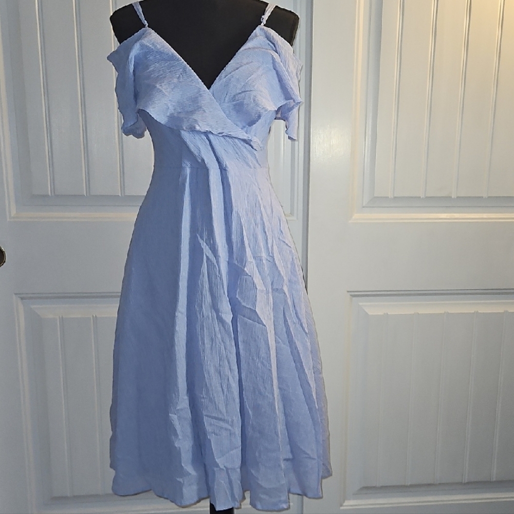 Lulu's Blue Midi Sundress with Flutter Sleeves (0200) - Picture 3 of 16